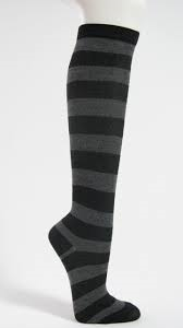 grey and black knee high socks